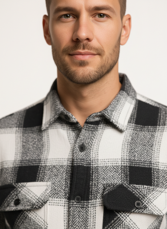 Chek baggy style pocket shirts