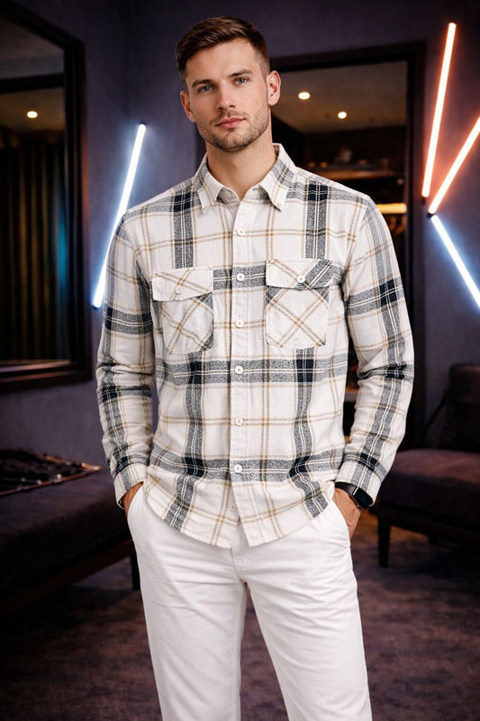 Chek baggy style pocket shirts