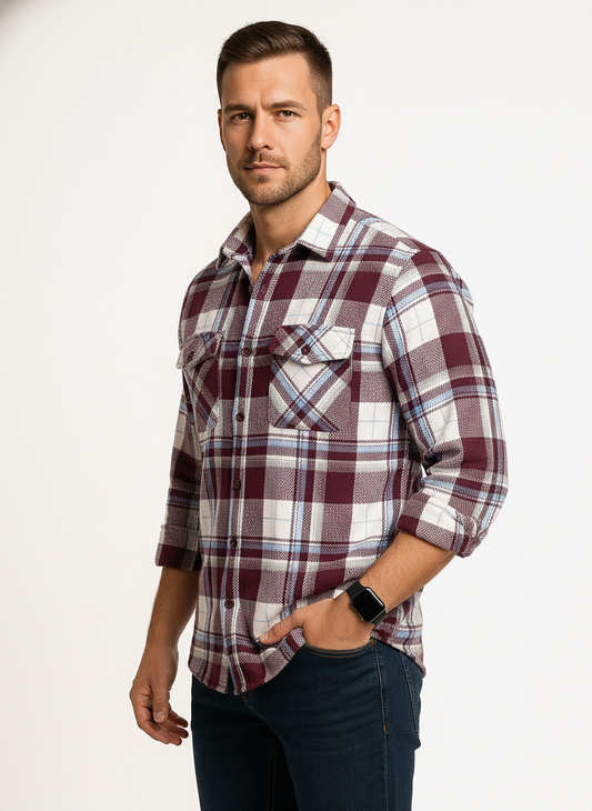 Chek baggy style pocket shirts